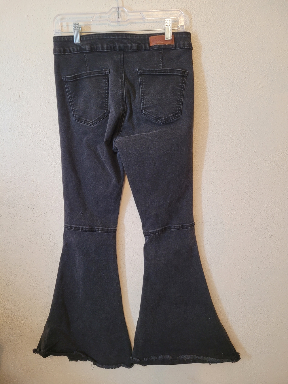 Lucky & Blessed Extreme Flare Bell Bottom Jeans Black Raw Hem Size 10 - Picture 4 of 9